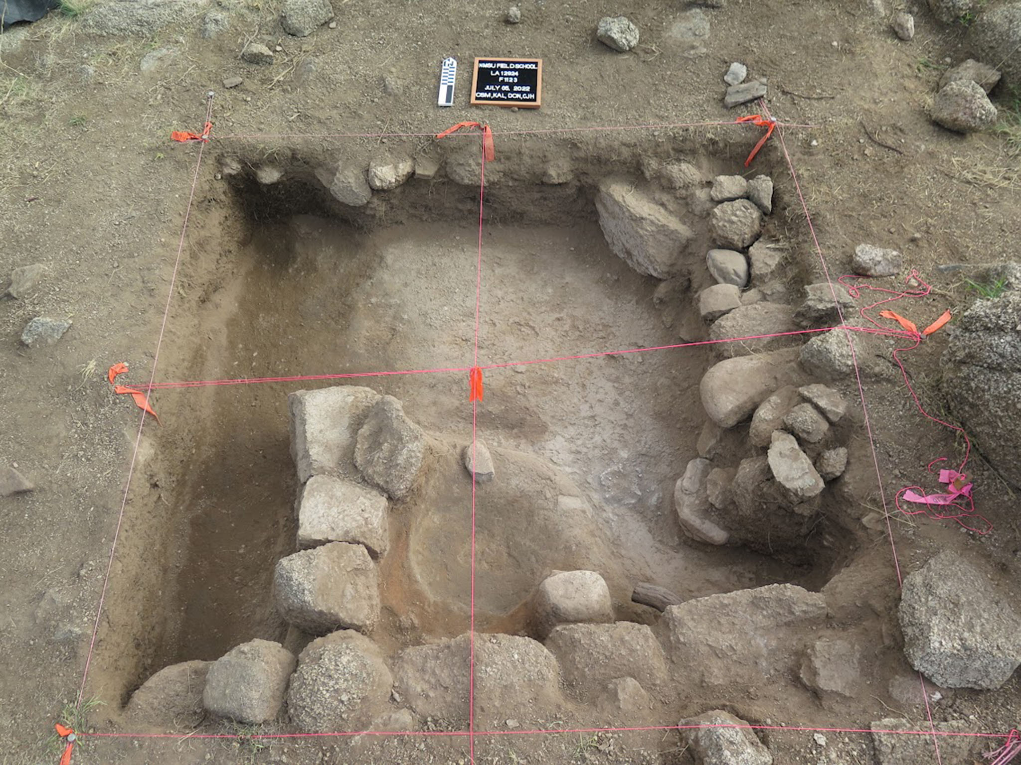 Excavation unit containing fireplace